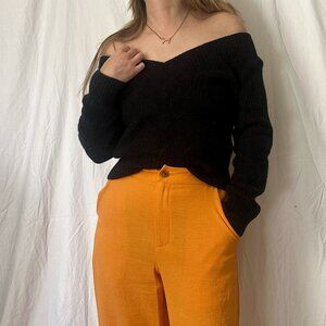 Sexy Off Shoulder Ribbed H&M Sweater